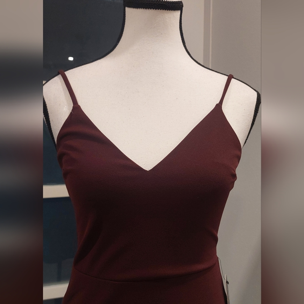 Express Burgundy Strapless Dress - Picture 2 of 8